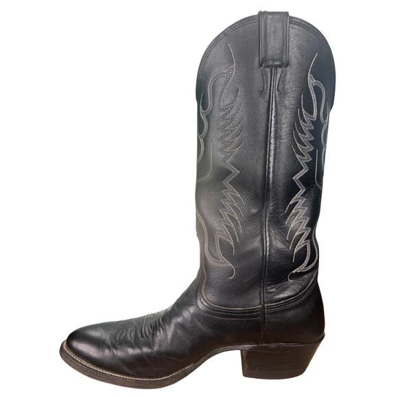 Vintage Nocona Men’s Black Leather Western Cowboy Boots Size US 8 D main image 5